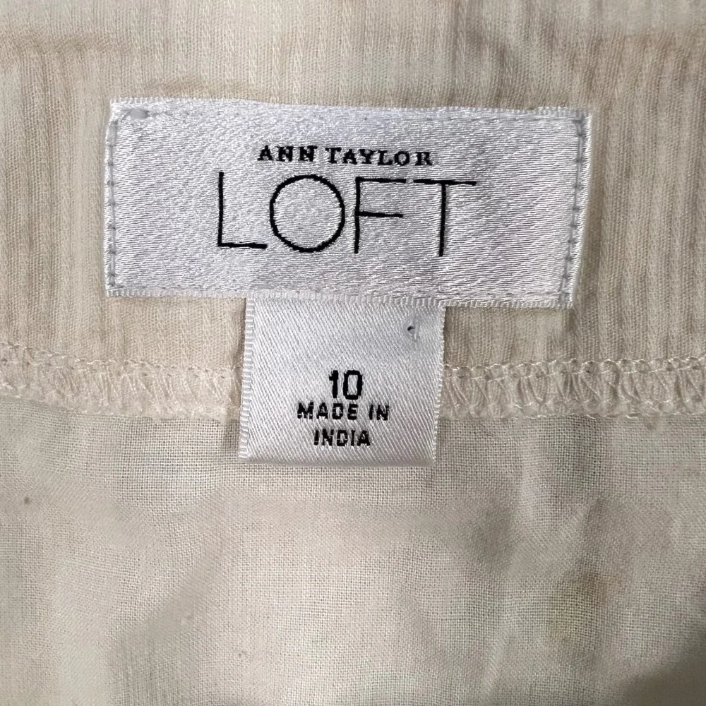 Ann Taylor LOFT Womens Floral Rose Print Cotton Mini Skirt Cream Pink Yellow 10